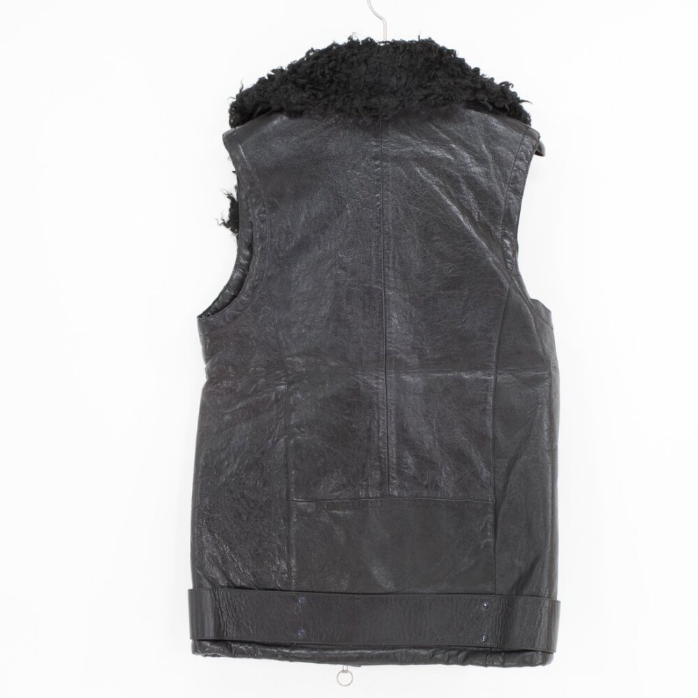H&M Faux Leather Moto Vest Oversized Shearling Collar Men’s XS - Picture 4 of 5